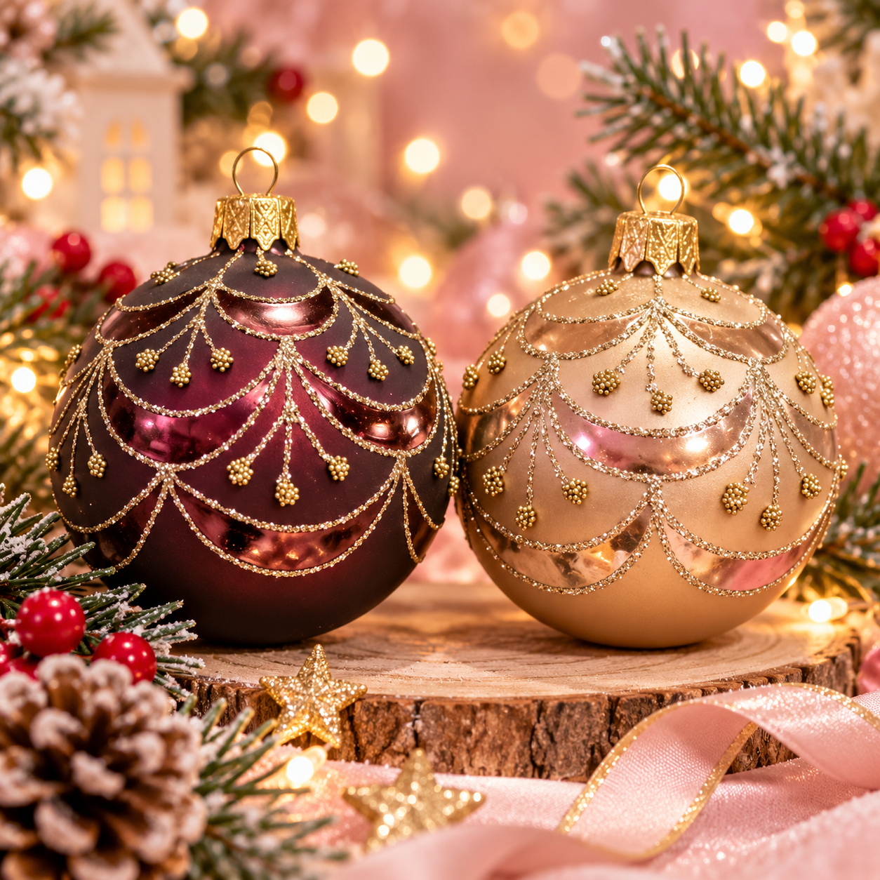 Bola de navidad cristal purpurina