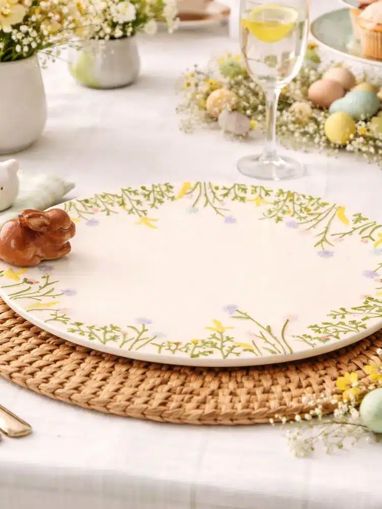 Plato decorativo conejo y flores - Imagen 3