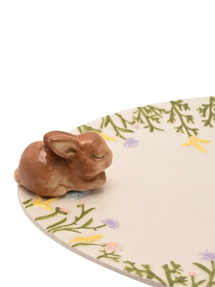 Plato decorativo conejo y flores - Imagen 2