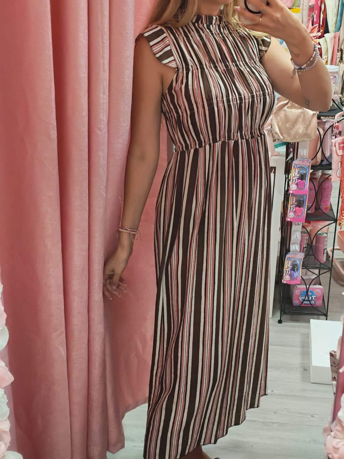Vestido midi de rayas