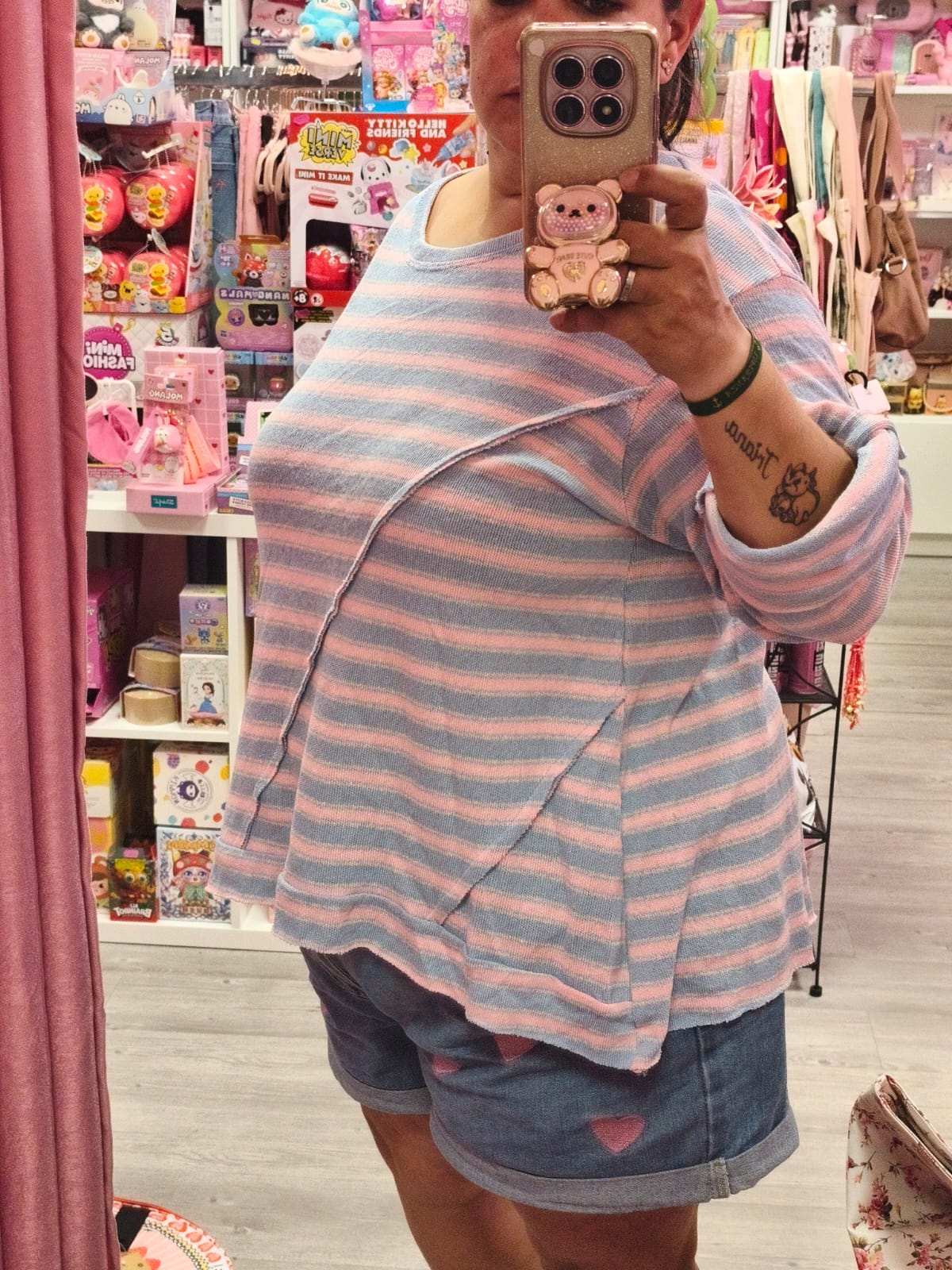 Jersey fino curvy rayas azul y rosa - Imagen 4