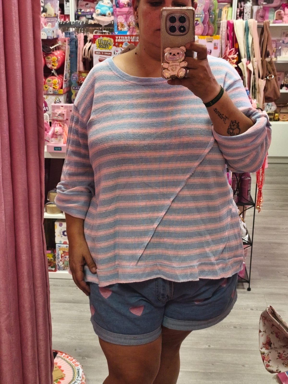 Jersey fino curvy rayas azul y rosa - Imagen 3