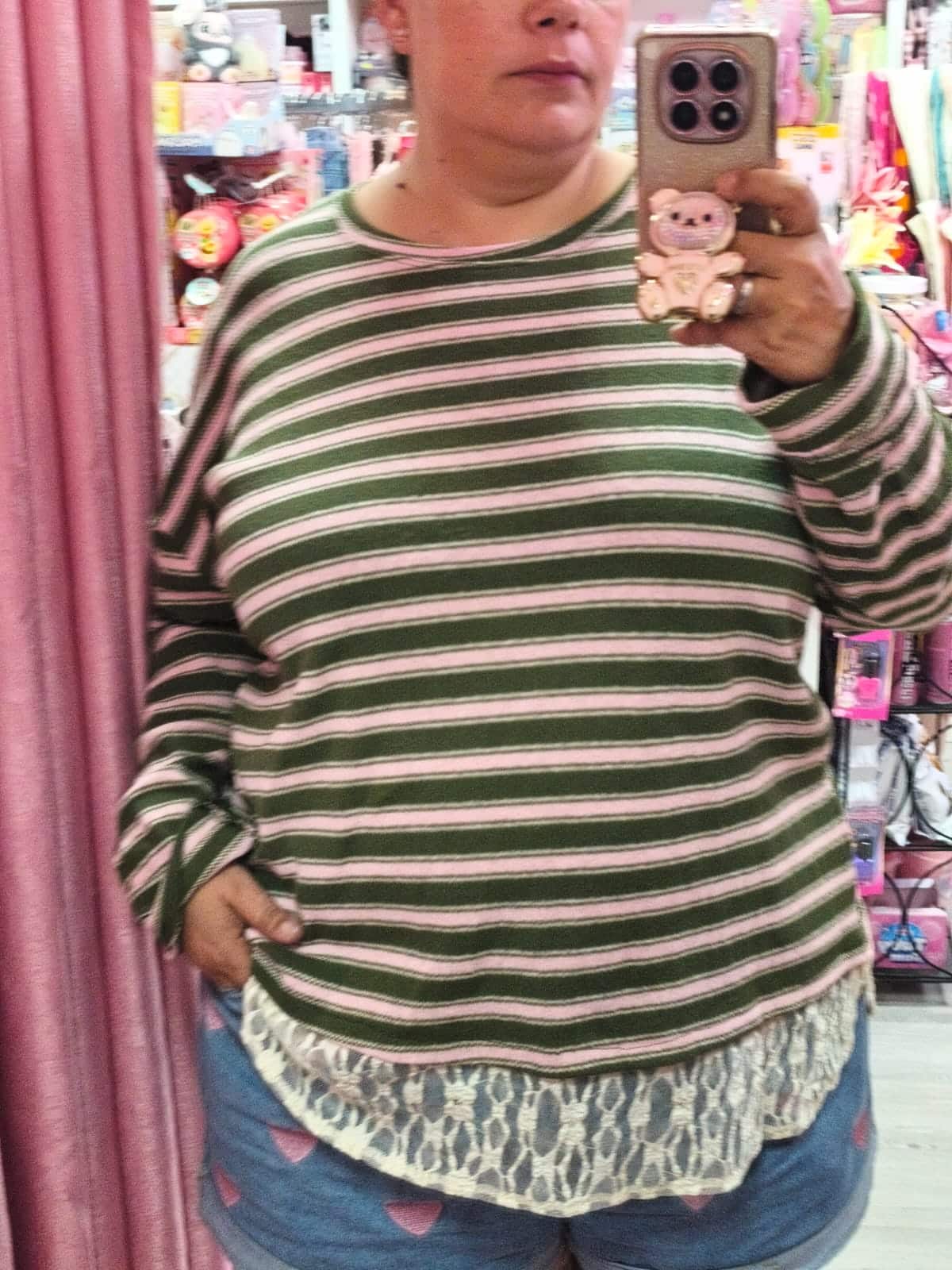 Jersey fino curvy rayas con encaje - Imagen 3