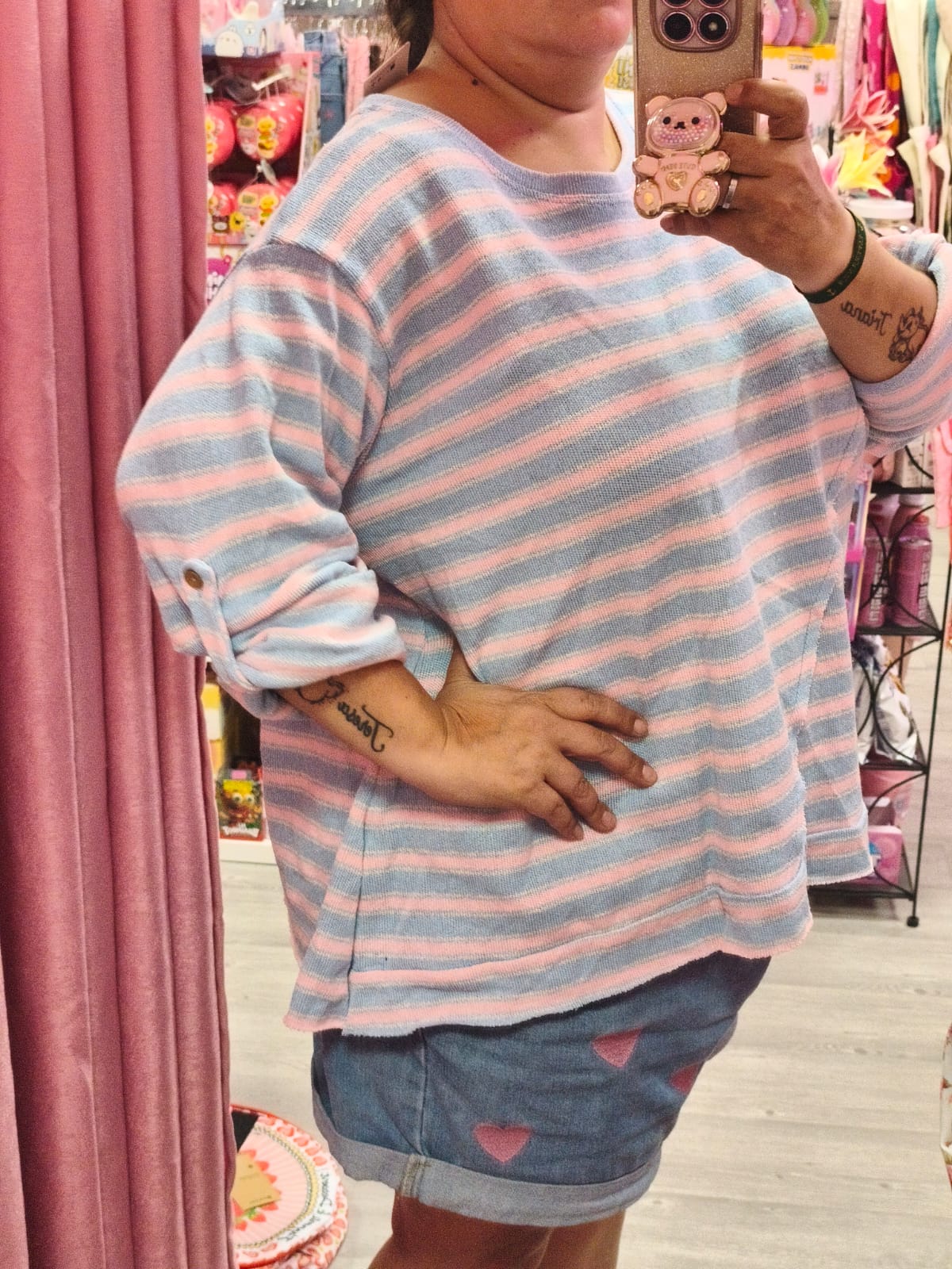 Jersey fino curvy rayas azul y rosa - Imagen 2