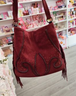 Bolso burdeos tachuelas