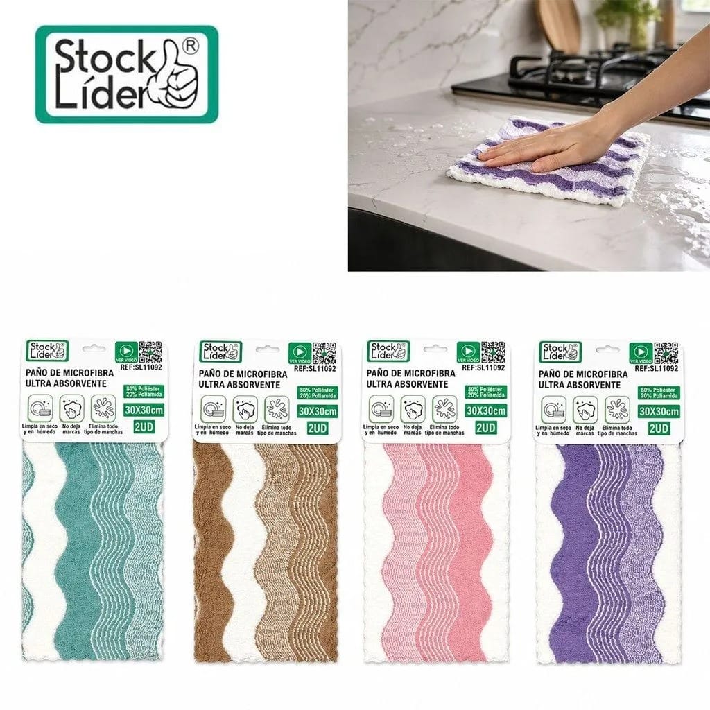 Pack 2 paños microfibra absorbentes