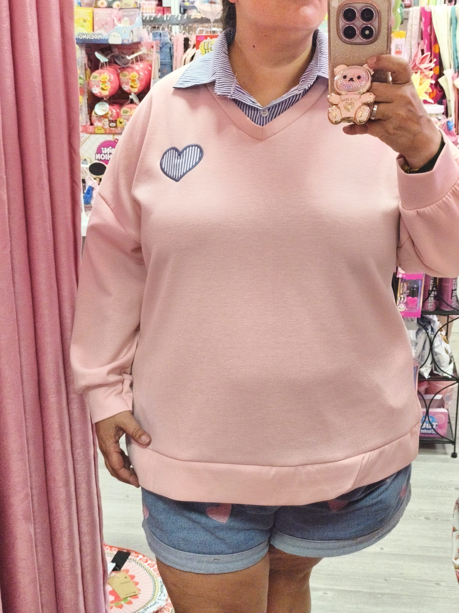Sudadera efecto camisa corazón curvy - Imagen 3