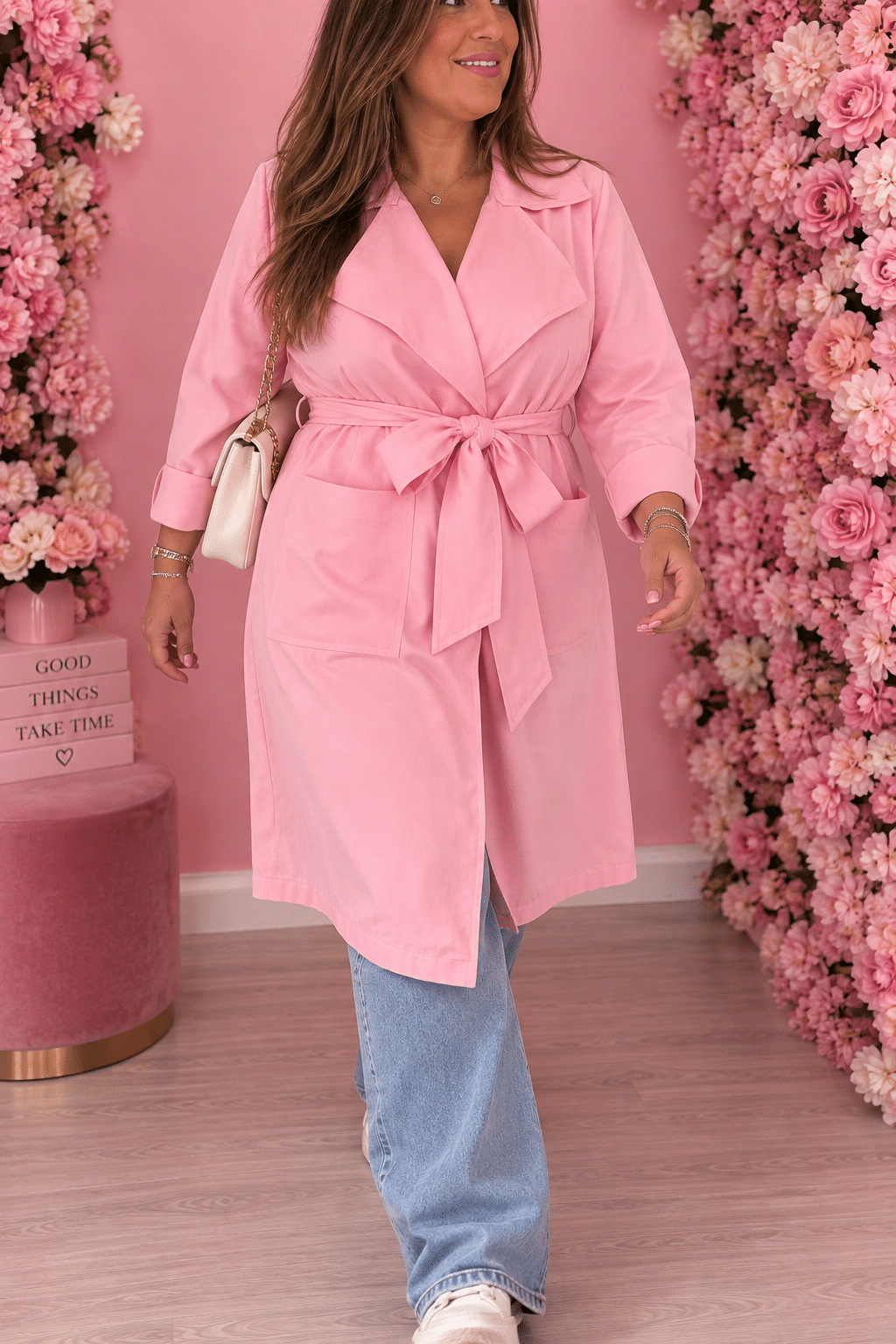 Chaqueta antelina rosa curvy - Imagen 2