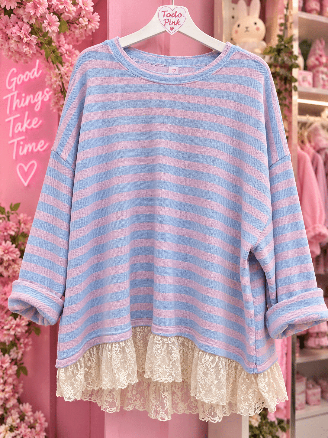 Jersey fino curvy rayas con encaje - Imagen 4