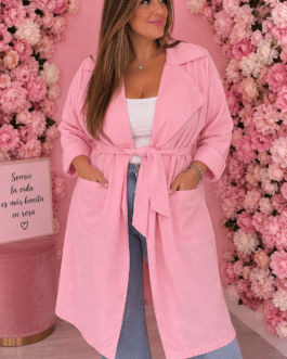 Chaqueta antelina rosa curvy