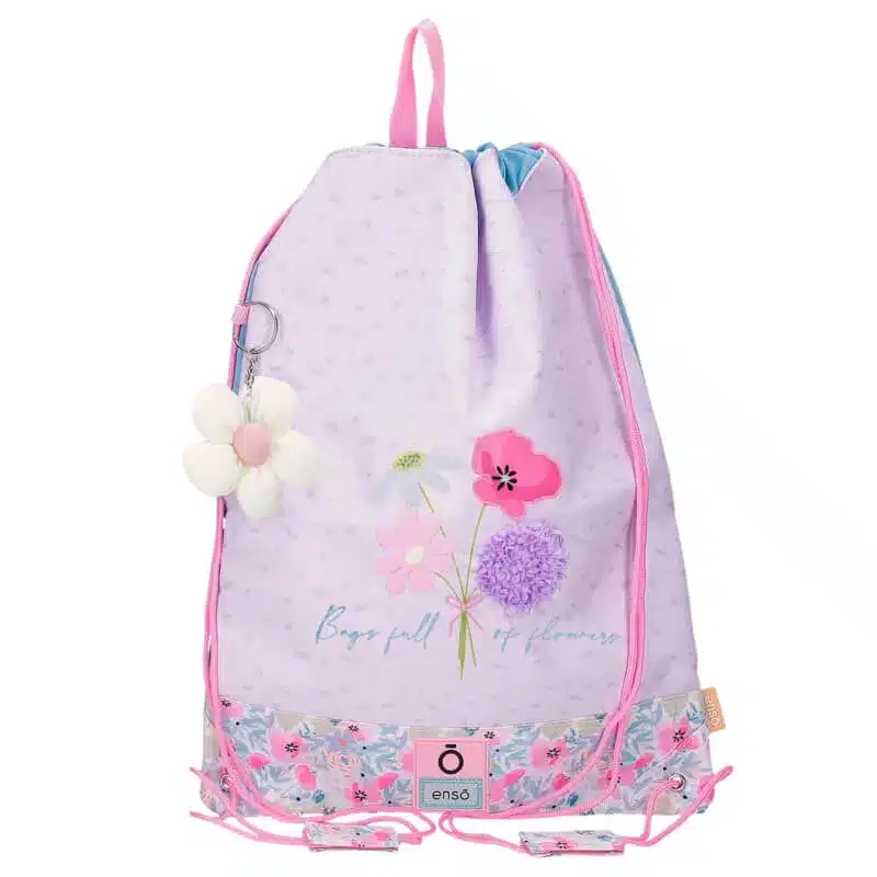 Mochila saco flores en relieve