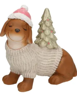 Perro navideño con árbol