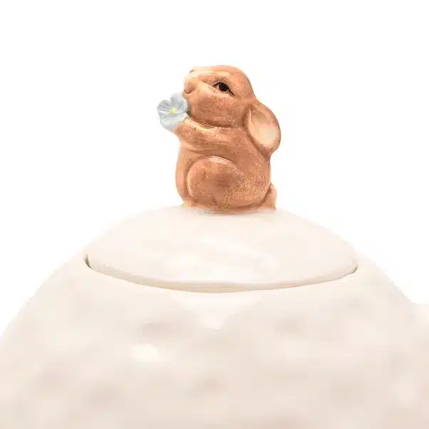 Tetera con flores y conejito - Imagen 3