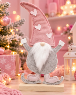 Gnomo navideño decorativo rosa