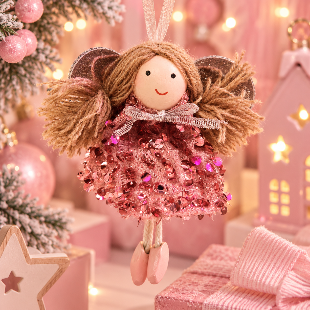 Hada decorativa lentejuelas navidad