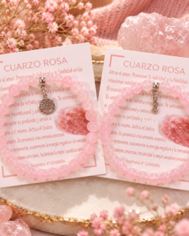 Pulsera plata cuarzo rosa