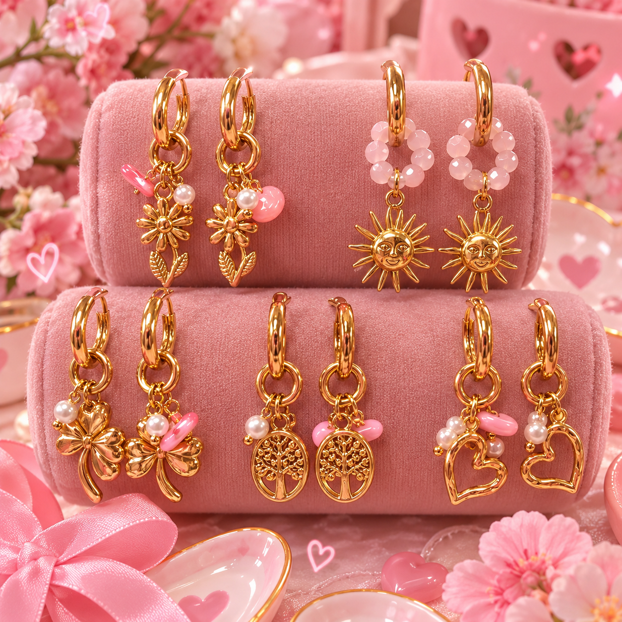 Pendientes acero con charms