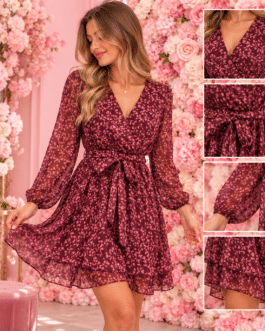 Vestido floral burdeos