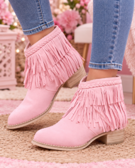 Botines flecos rosas