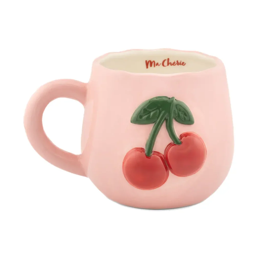 Taza cerezas en relieve