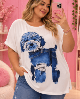 Camiseta curvy perro azul