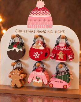 Adornos colgantes navideños madera