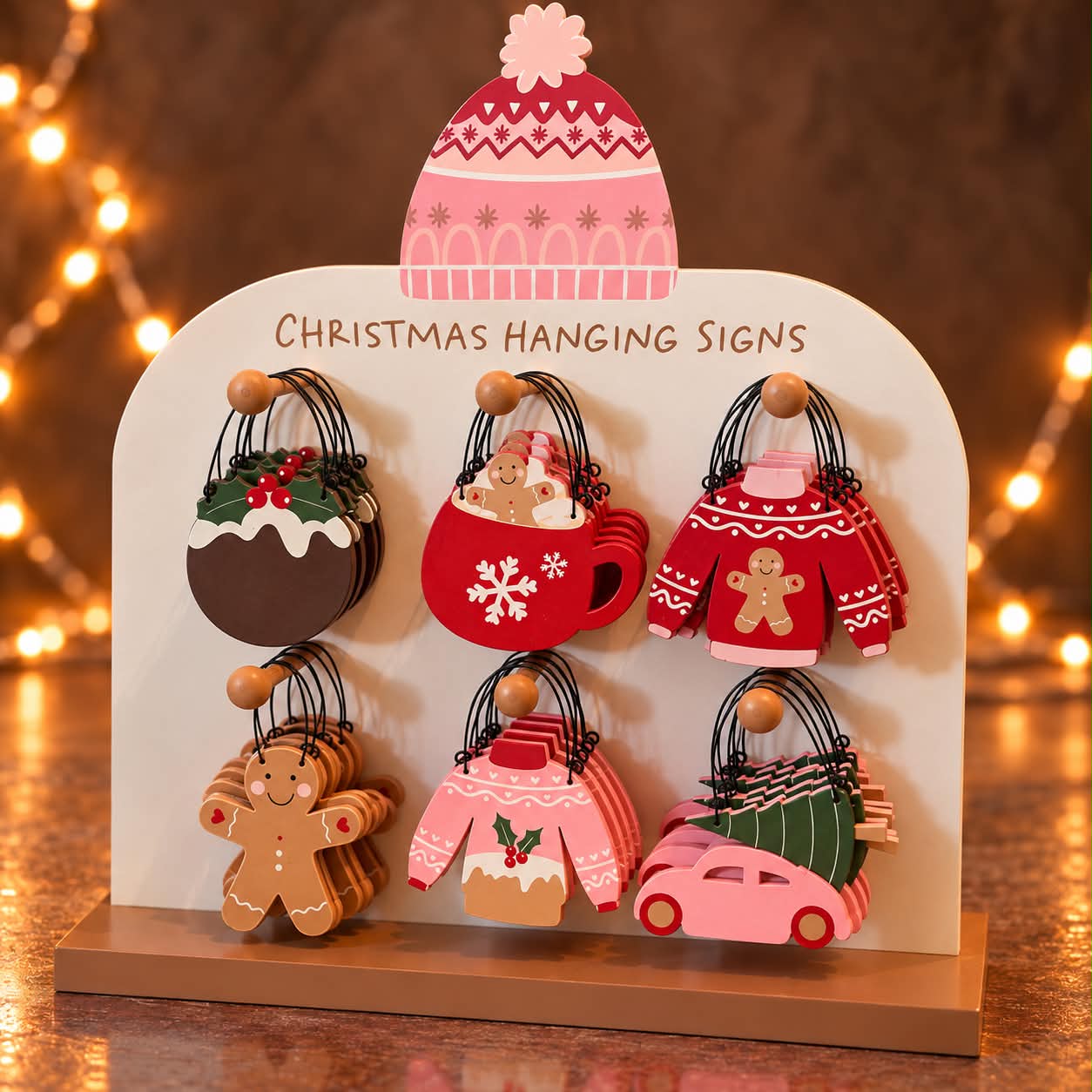 Adornos colgantes navideños madera
