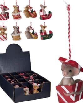 Ratones navideños colgantes