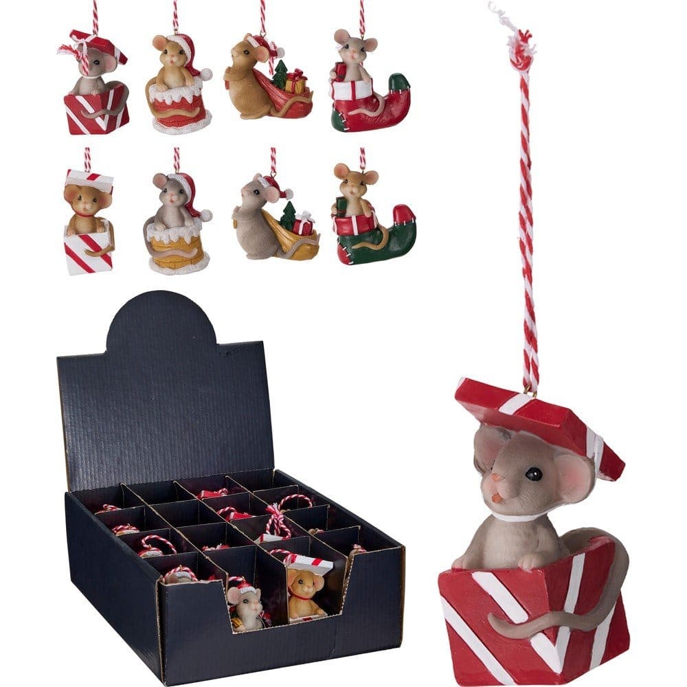 Ratones navideños colgantes