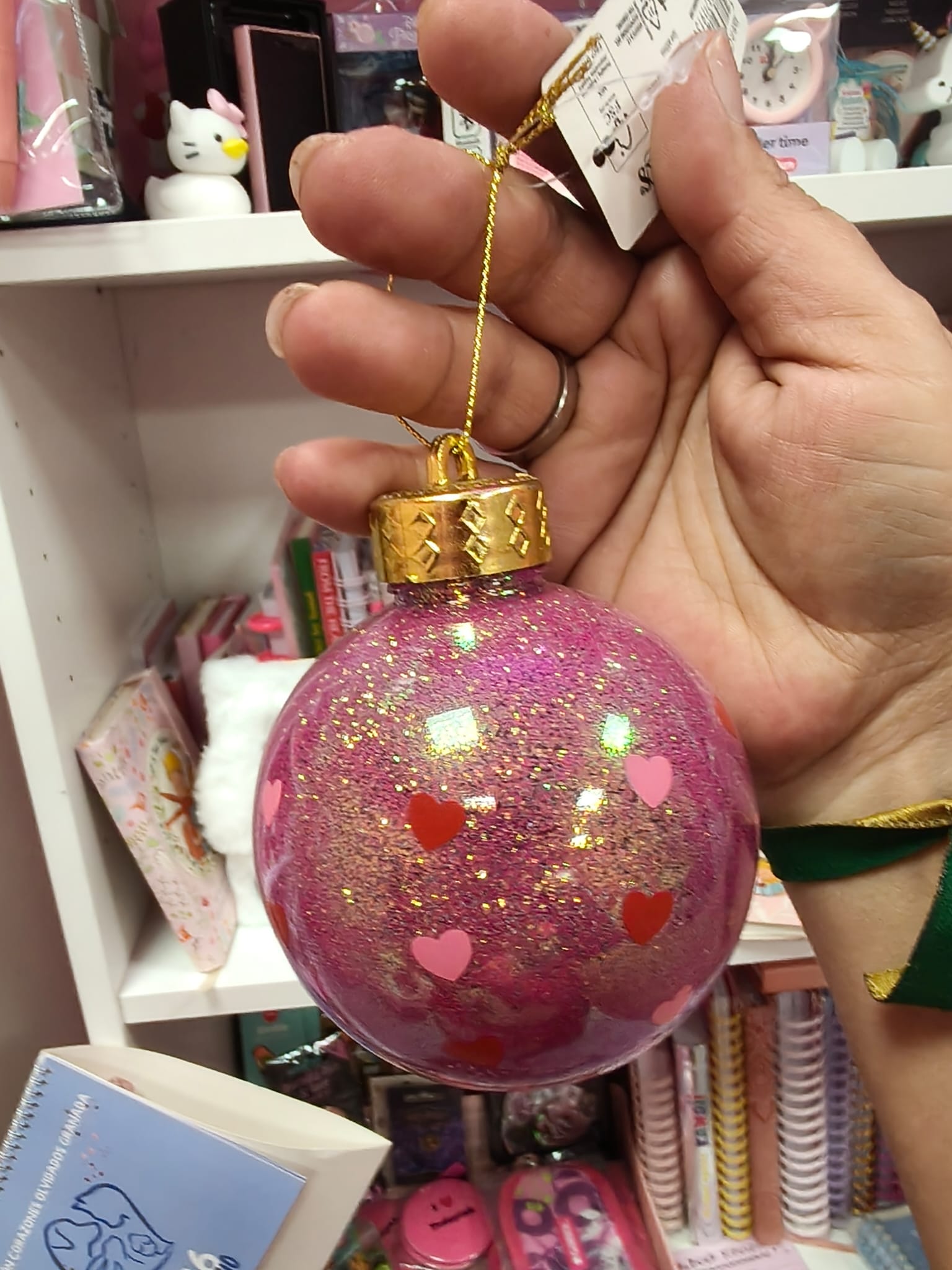 Bolas de navidad corazones y purpurina - Imagen 2