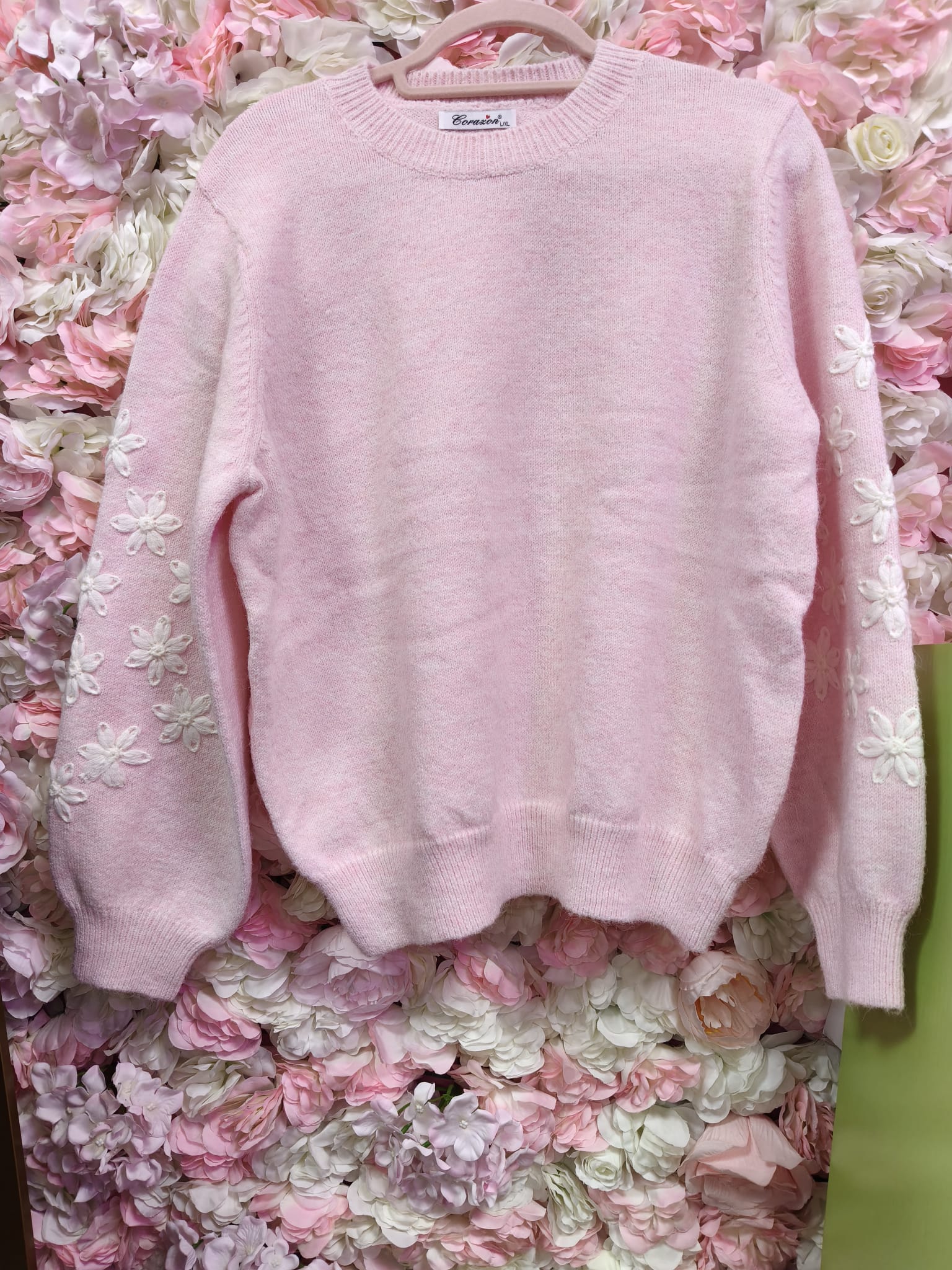 Jersey rosa florecitas en mangas - Imagen 3
