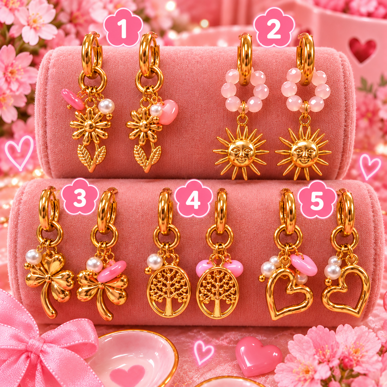Pendientes acero con charms - Imagen 2