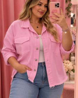 Chaqueta fina vaquera rosa