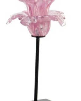 Portavela flor rosa cristal