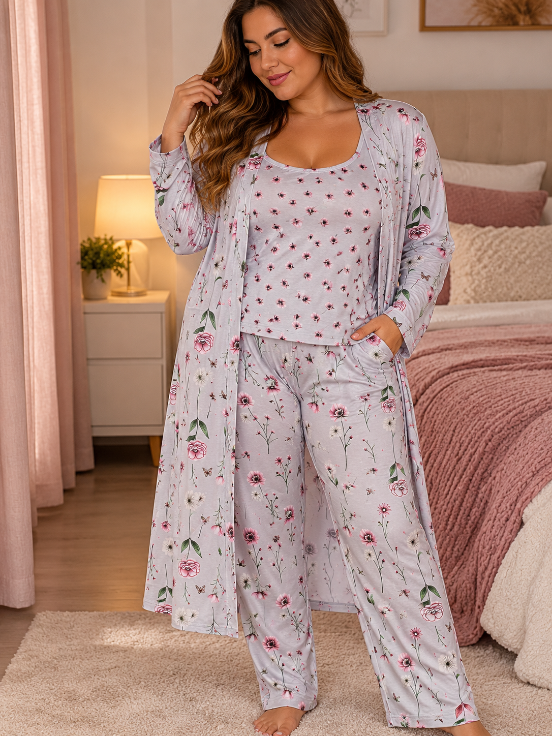 Pijama 3 piezas floral - Imagen 3