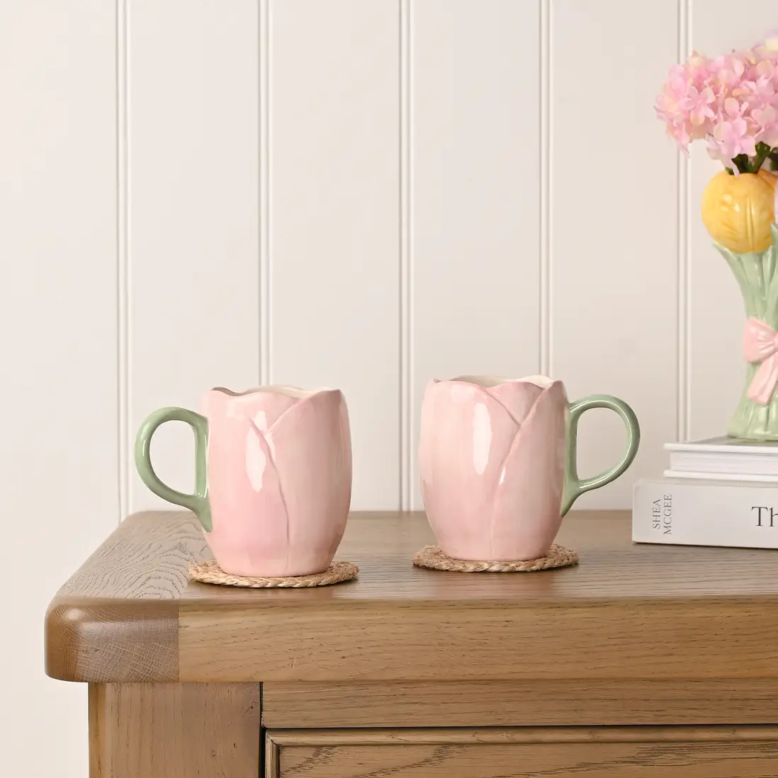 Pack 2 tazas tulipán rosa